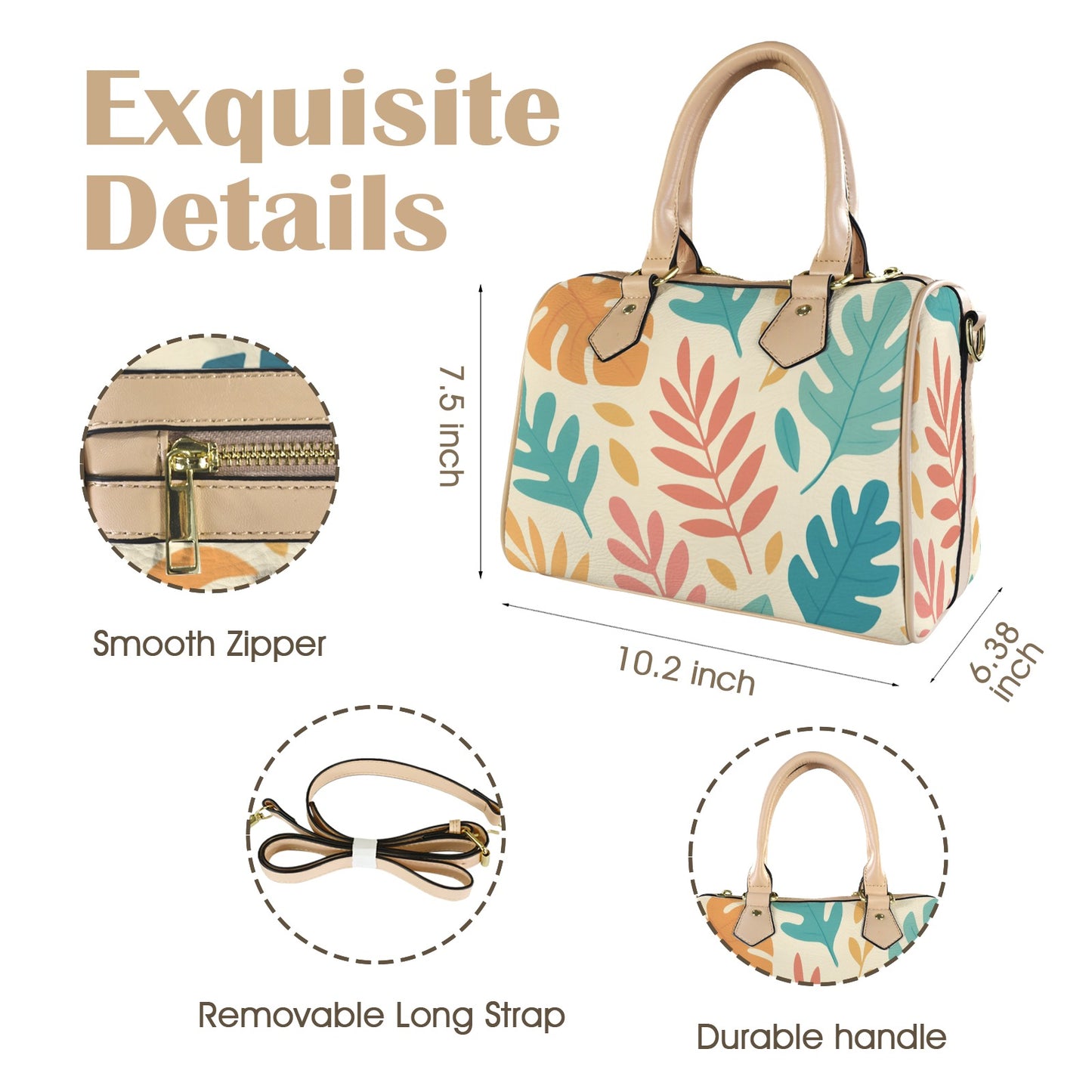 Mini-Reisetasche mit abnehmbarem Schulterriemen und Khaki-Griffen