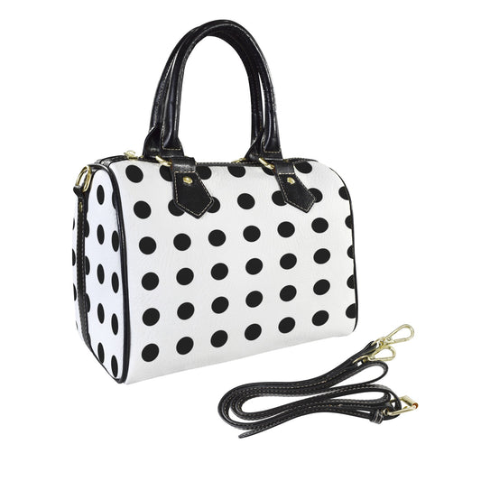 Mini-Reisetasche mit schwarzen Henkeln und Punkte-Design