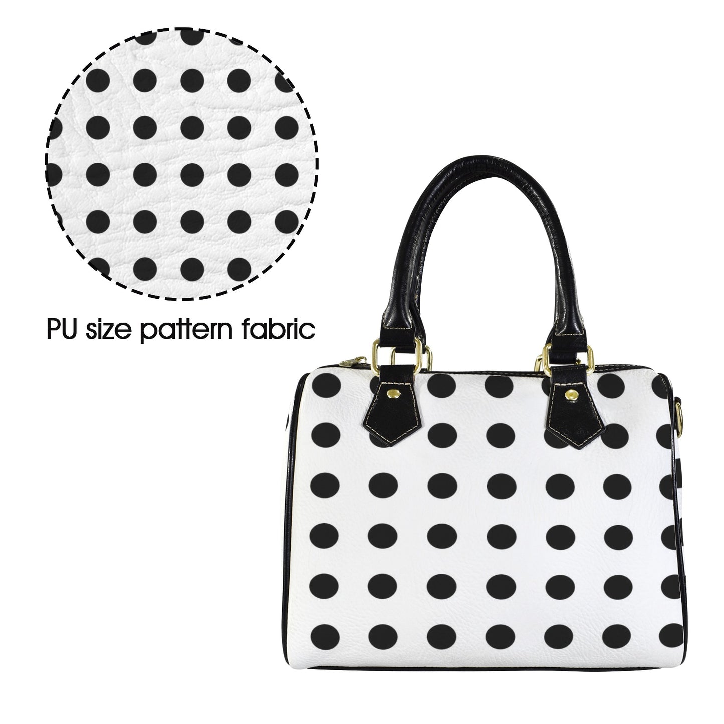 Mini-Reisetasche mit schwarzen Henkeln und Punkte-Design