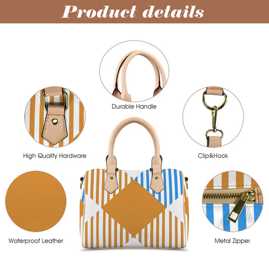 Moderne Patchwork-Handtasche mit Streifenmuster – Modell 1746