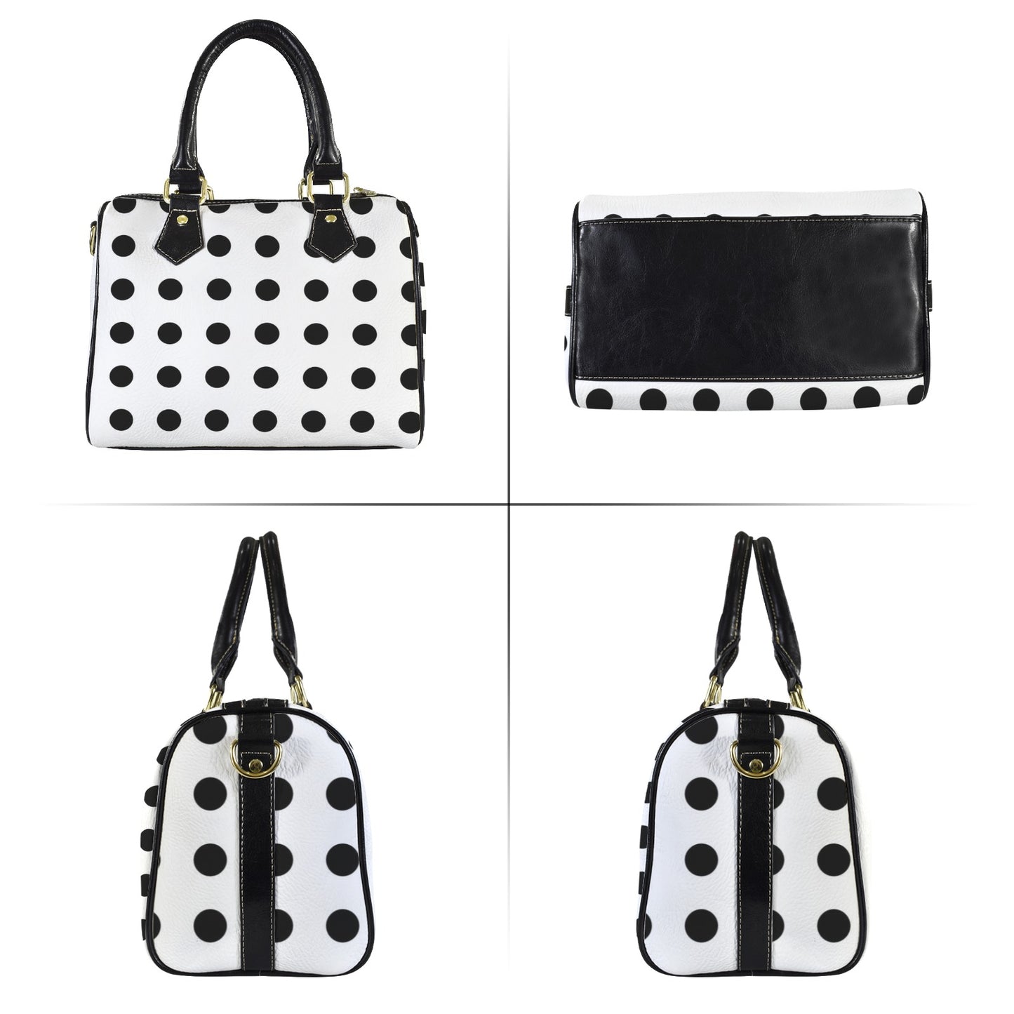 Mini-Reisetasche mit schwarzen Henkeln und Punkte-Design