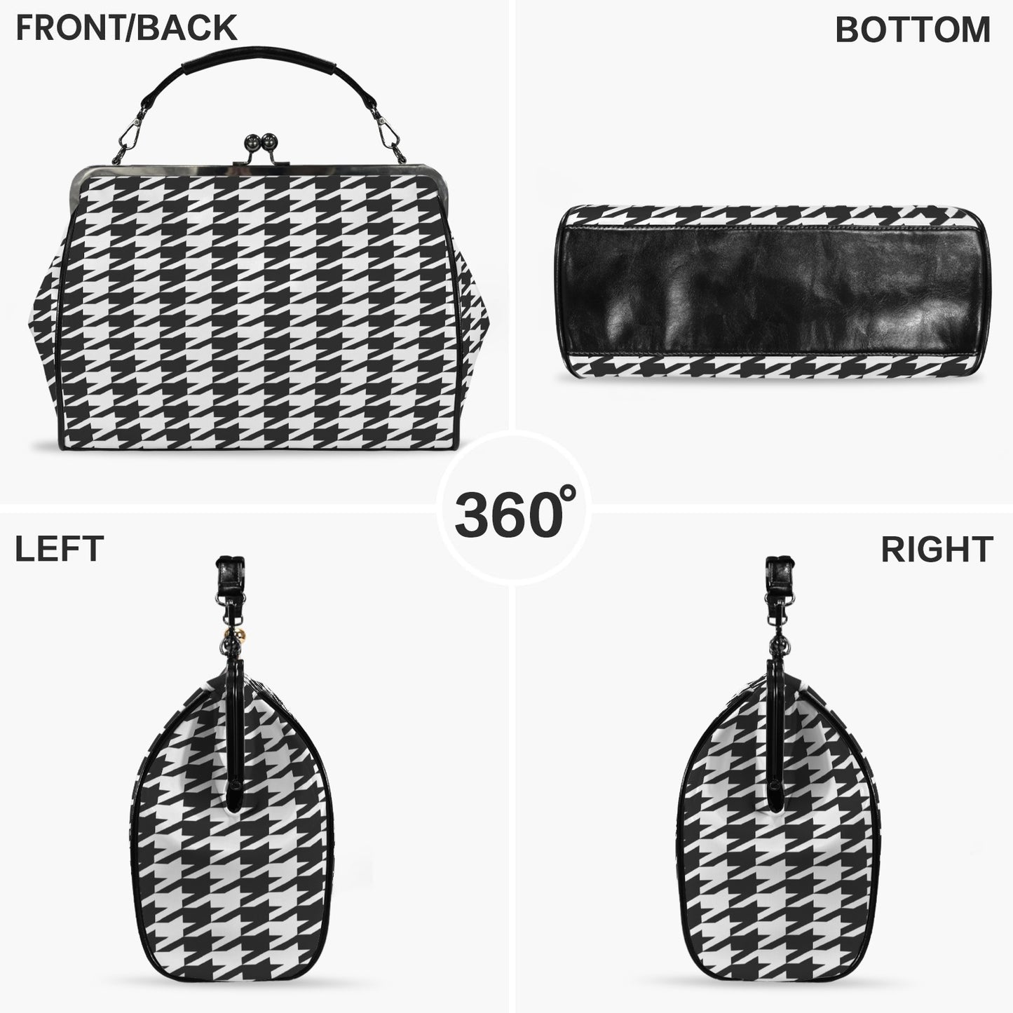 Große Schultertasche mit Kussverschluss und abnehmbaren Trageriemen