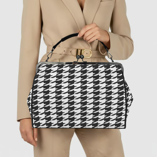 Große Schultertasche mit Kussverschluss und abnehmbaren Trageriemen